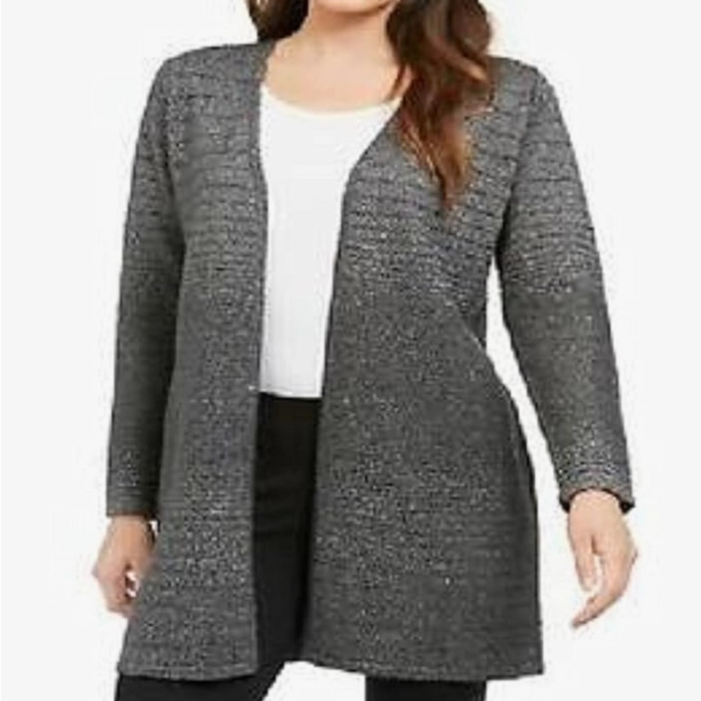Alfani metallic thread open front longline cardigan, size XL